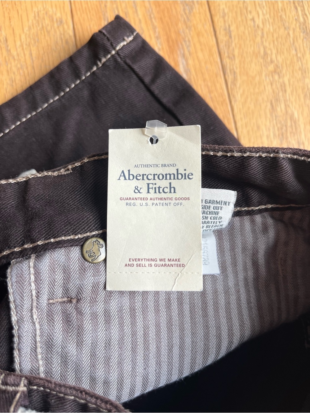 Abercrombie & Fitch Brown Mini Skirt with Cream Colored Stitching - Picture 6 of 7